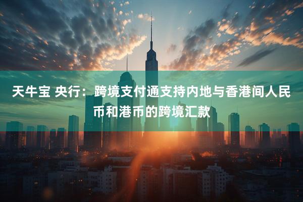 天牛宝 央行：跨境支付通支持内地与香港间人民币和港币的跨境汇款
